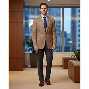 Cashmere and Wool Hayrlys Sports Jacket Men's 42R? 2 Button Blazer Pockets Brown